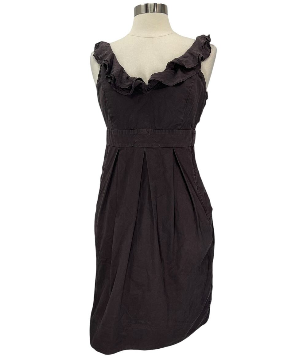 MOULINETTE SOEURS Brown Sleeveless Ruffle Bust Dress SZ 4